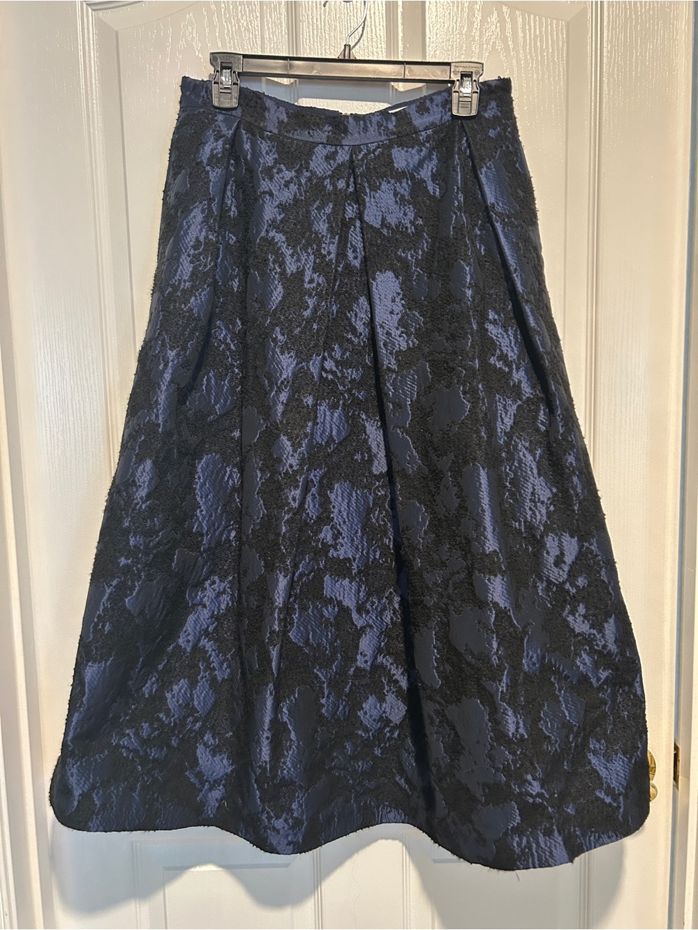 Perseverance Designer Navy and Black A-Line Floral Jacquard Skirt